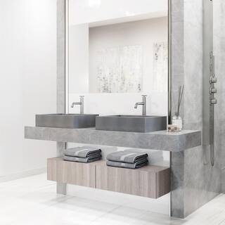 VIGO Coca Gothic Gray Concreto Stone 15 in. L x 19 in. W x 5 in. H Rectangular Vessel Bathroom Sink VG04069