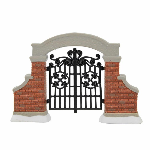 Enesco Zoological Garden x27 s Gate One Accessory 3 75 Inches Red Brick Iron Gate 6011451 Polyresin Red