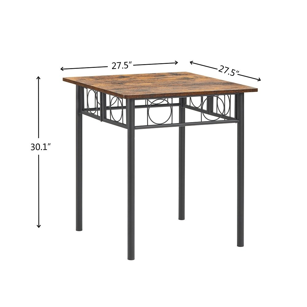 Kitchen Dining Table with Iron Frame and Square Wooden Tabletop