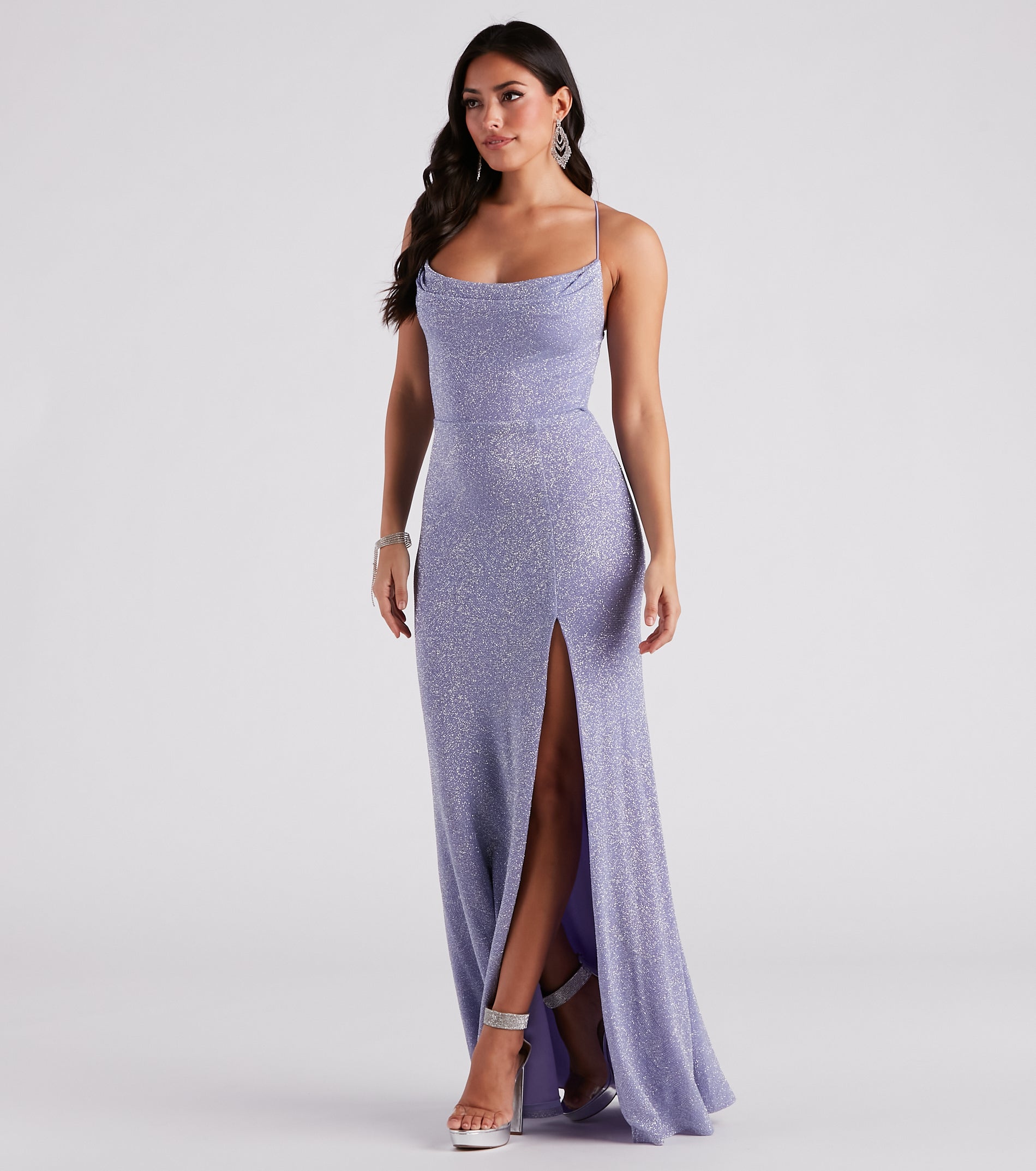 Doria Formal High Slit Glitter Dress