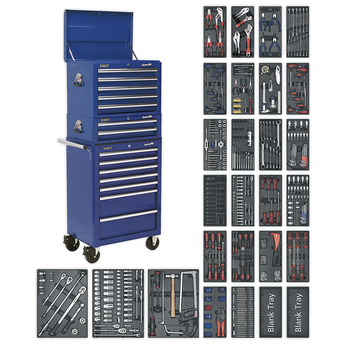 Sealey Sptccombo1 Tool Chest Combi 14 Drawer Ball Bearing Runners and 1179Pc Kit