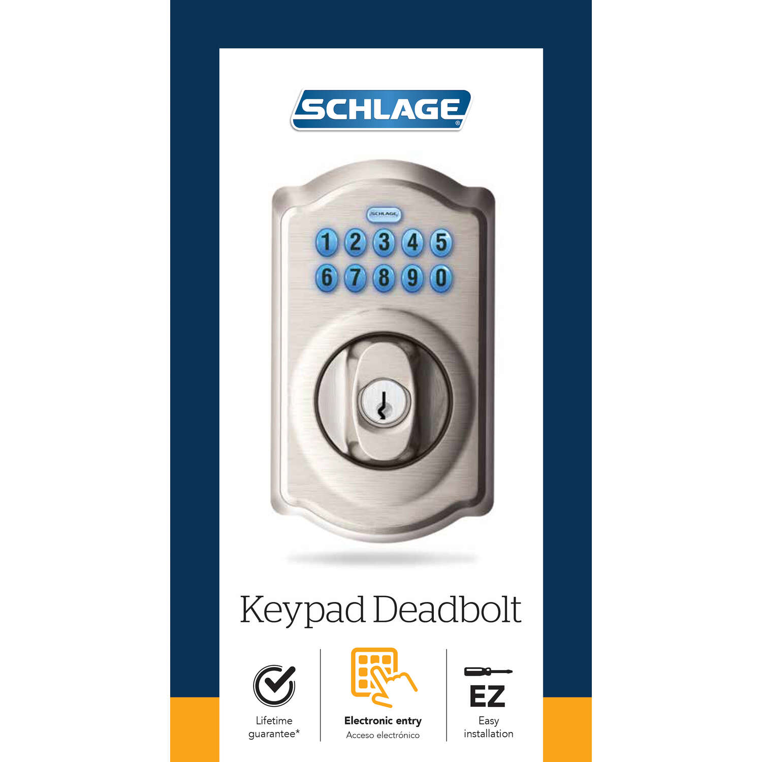 Schlage Satin Nickel Steel Electronic Deadbolt