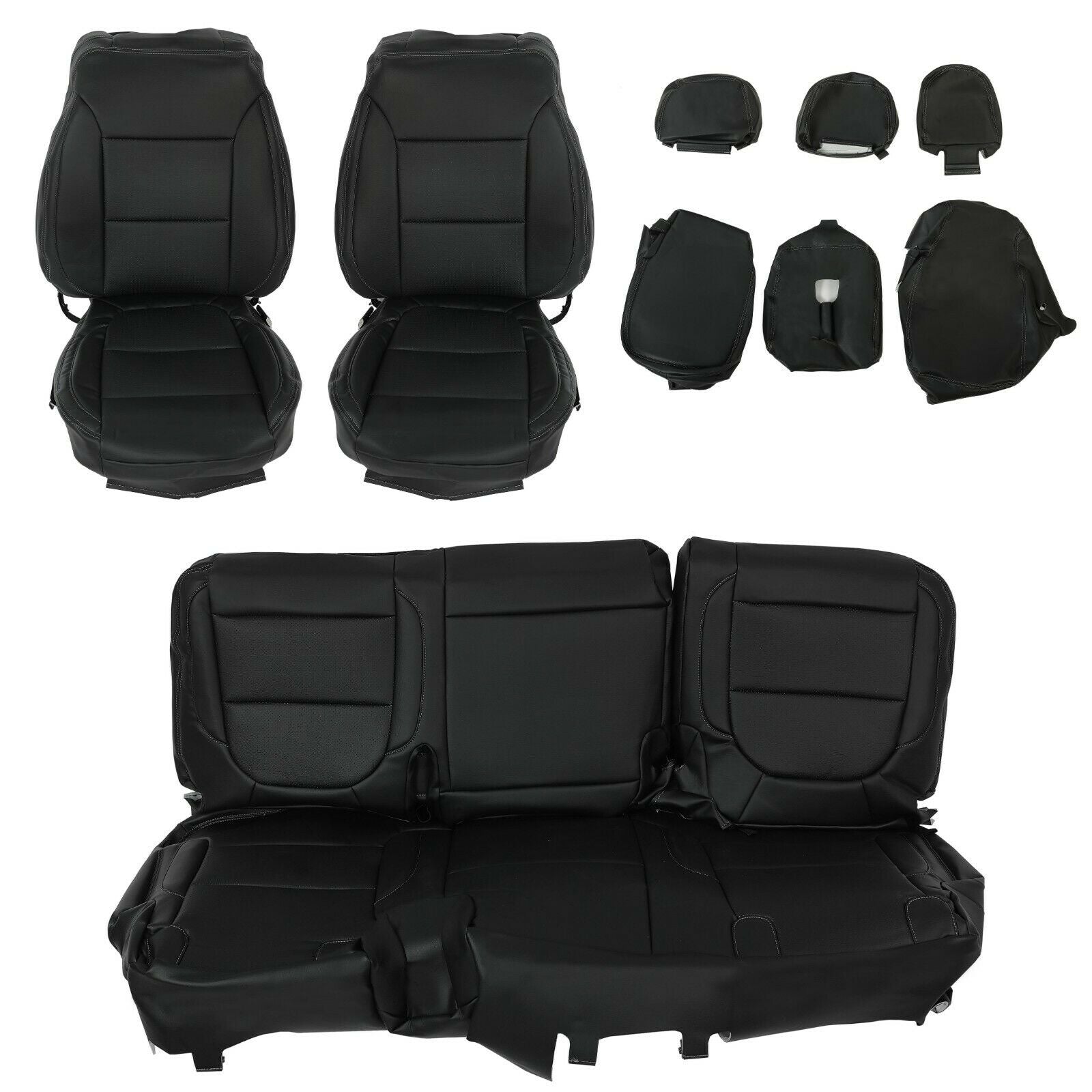 Waterproof Seat Cover Full Set for 19 20 21 Chevy Silverado GMC 1500 2500 3500 Crew Cab Front and Rear Seat Covers WT