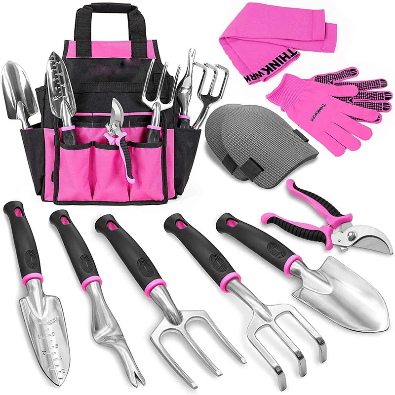 OEM Garden Tool Set 33 Pcs Aluminum Hand Tools Kit Garden Canvas Apron with Storage Pocket Outdoor Heavy Duty Gardening Work Set