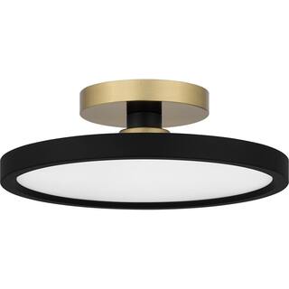 Hampton Bay Morrilton 13 in. 20-Watt Matte Black and Gold Integrated LED Semi-Flush Mount HD6108B