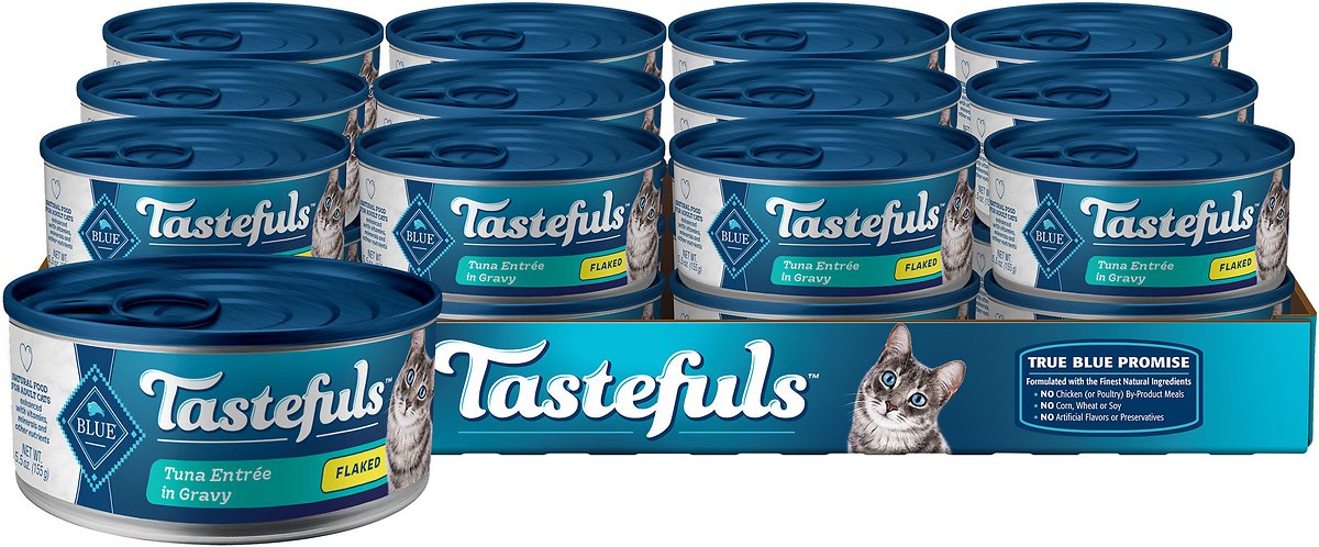 Blue Buffalo Tastefuls Tuna Entrée in Gravy Flaked Wet Cat Food， 5.5 Oz， Case of 24