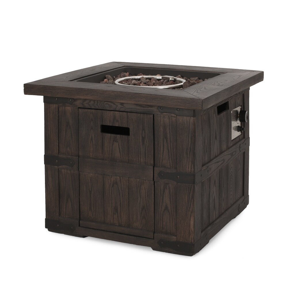 Finethy Outdoor Lightweight Concrete Outdoor 40 000 BTU Square Fire Pit by Christopher Knight Home