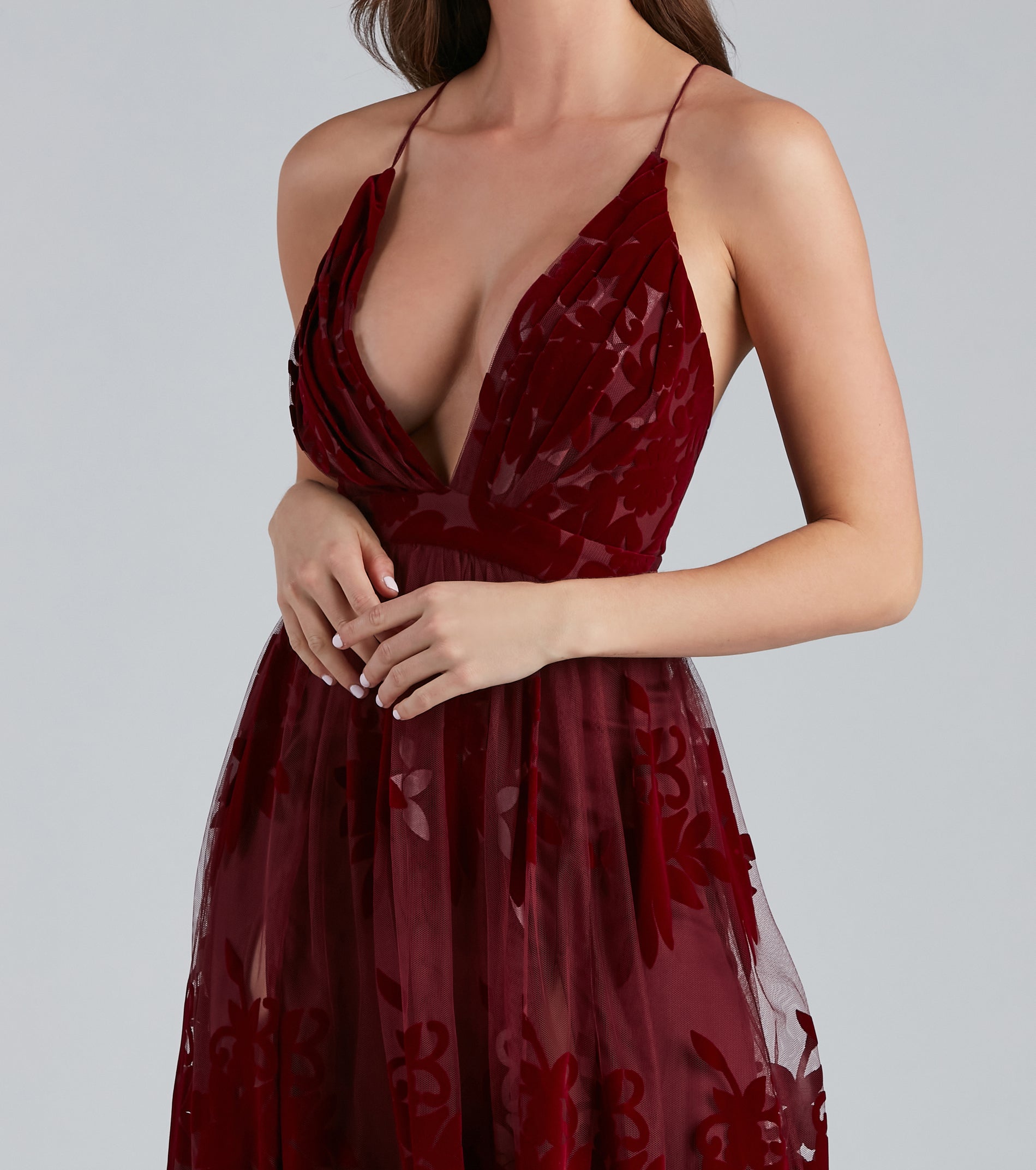 Morgan Formal Flocked Velvet Dress