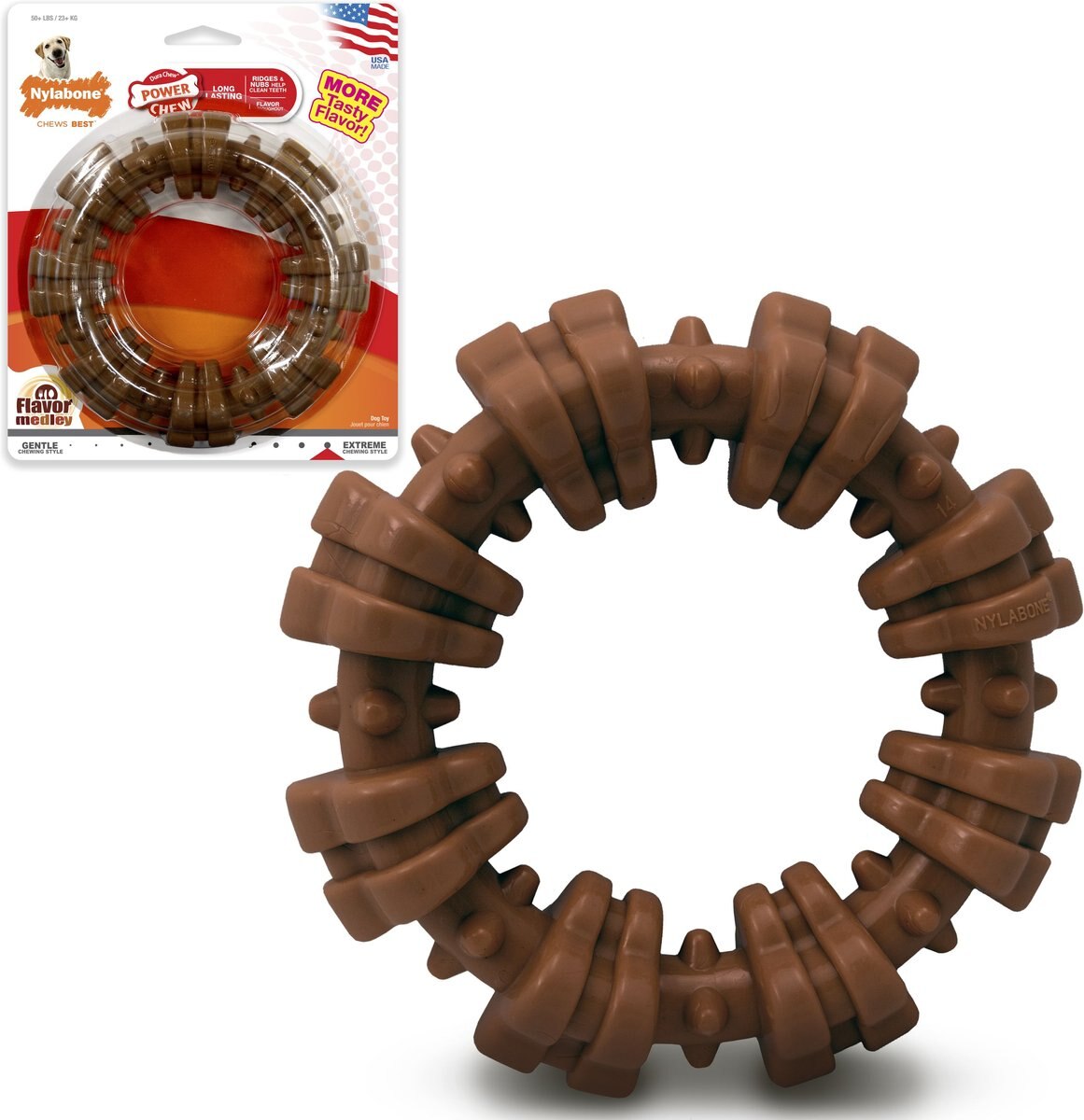 Nylabone Power Chew Textured Chew Ring Dog Toy， X-Large