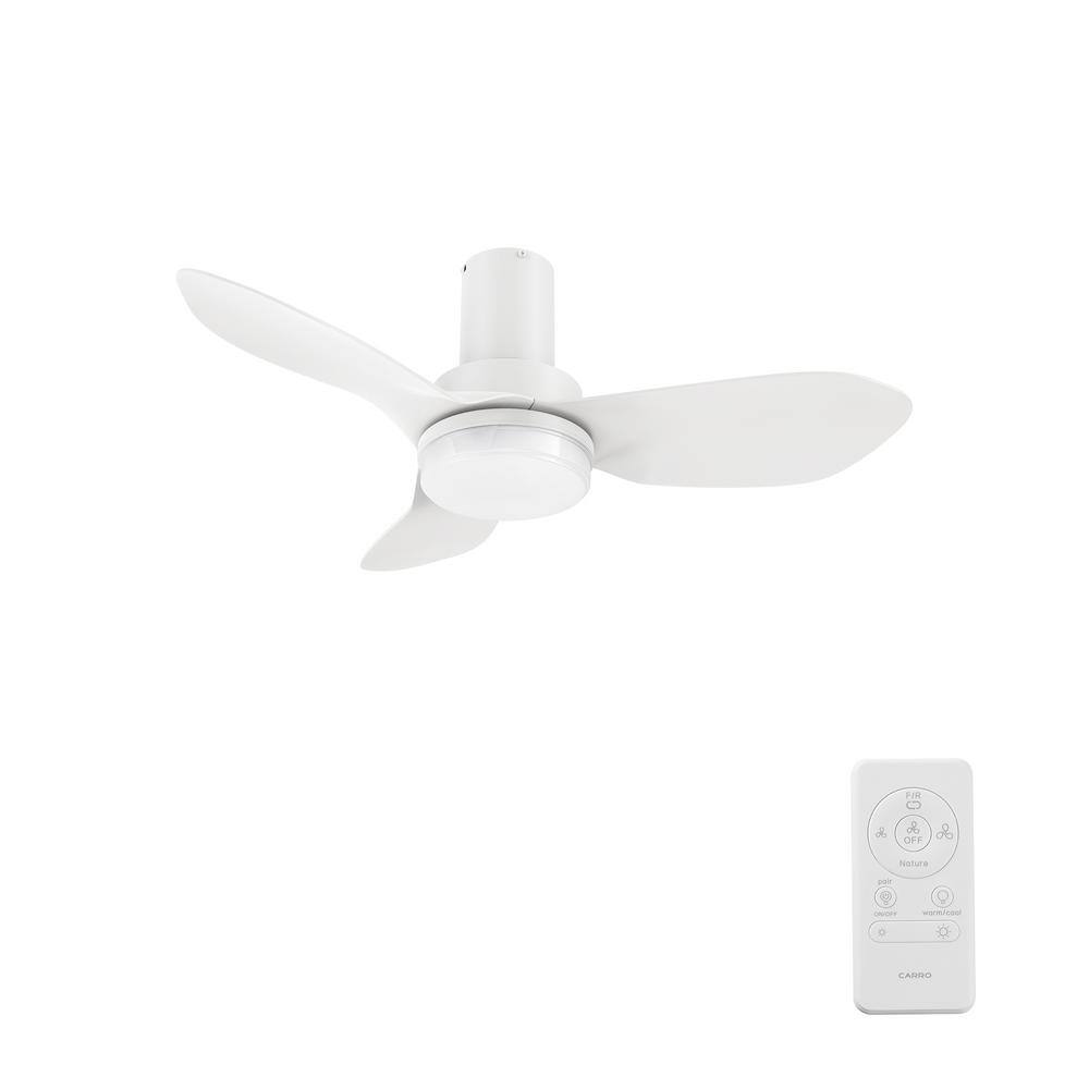 CARRO Nefyn 36 in. Color Changing Integrated LED Indoor Matte White 10-Speed DC Ceiling Fan with Light Kit and Remote Control HYDC363V2-L12-W1-1-FM