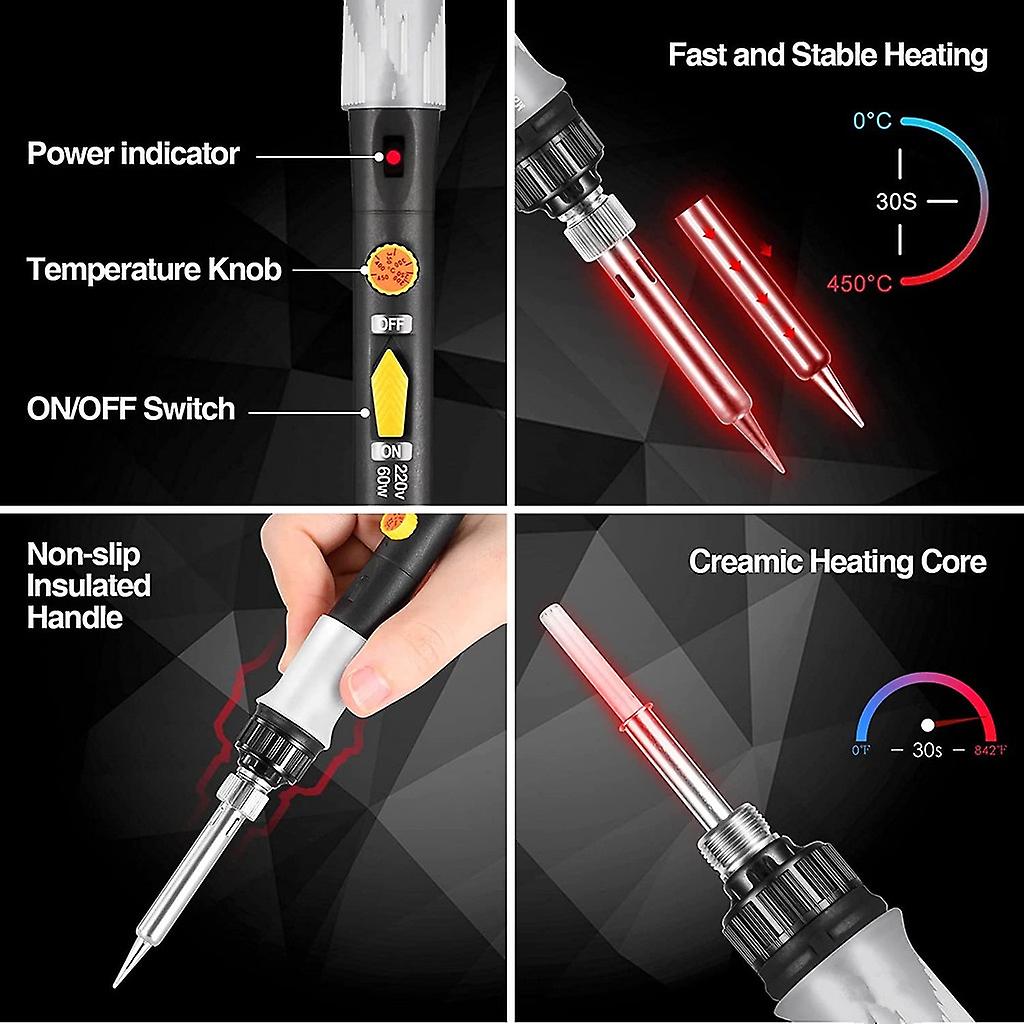 Soldering Iron Kit Adjustable Temperature 200-450c Solder Sucker Wire