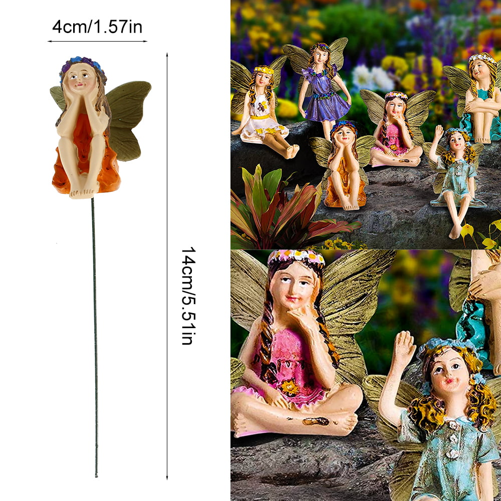 Willstar Miniature Fairies Figurines Accessories-6pack Camping Kit Fairies Flower Pot Resin Fairy Garden Figurines Angel Accessories Ornaments for Outdoor Decor