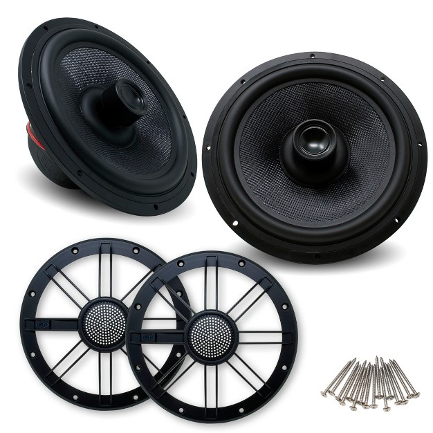 Marine Coaxial Speakers With Mg90 Marine Grills In Black