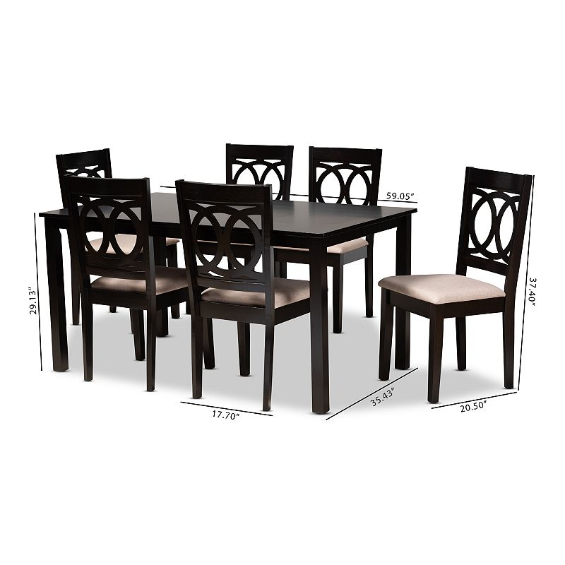 Baxton Studio Lenoir Dining Table and Chair 7-piece Set