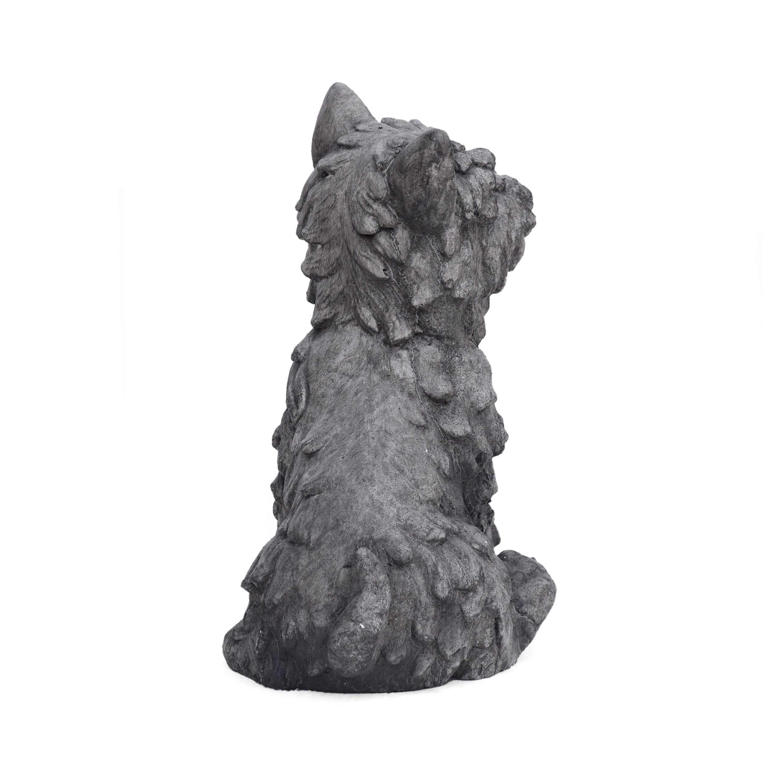 Seth Outdoor Terrier Dog Garden Statue, Antique Gray Finish