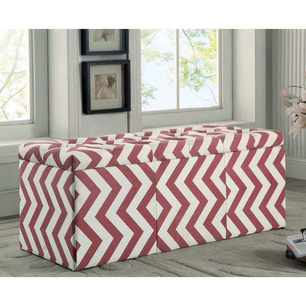 Gede Contemporary Fabric Tufted Life top Storage Bench by Furniture of America