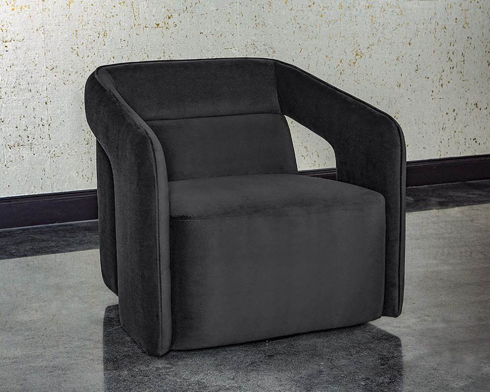 Kendrick Swivel Lounge Chair  Abbington Black   Transitional   Armchairs And Accent Chairs   by Sunpan Modern Home  Houzz