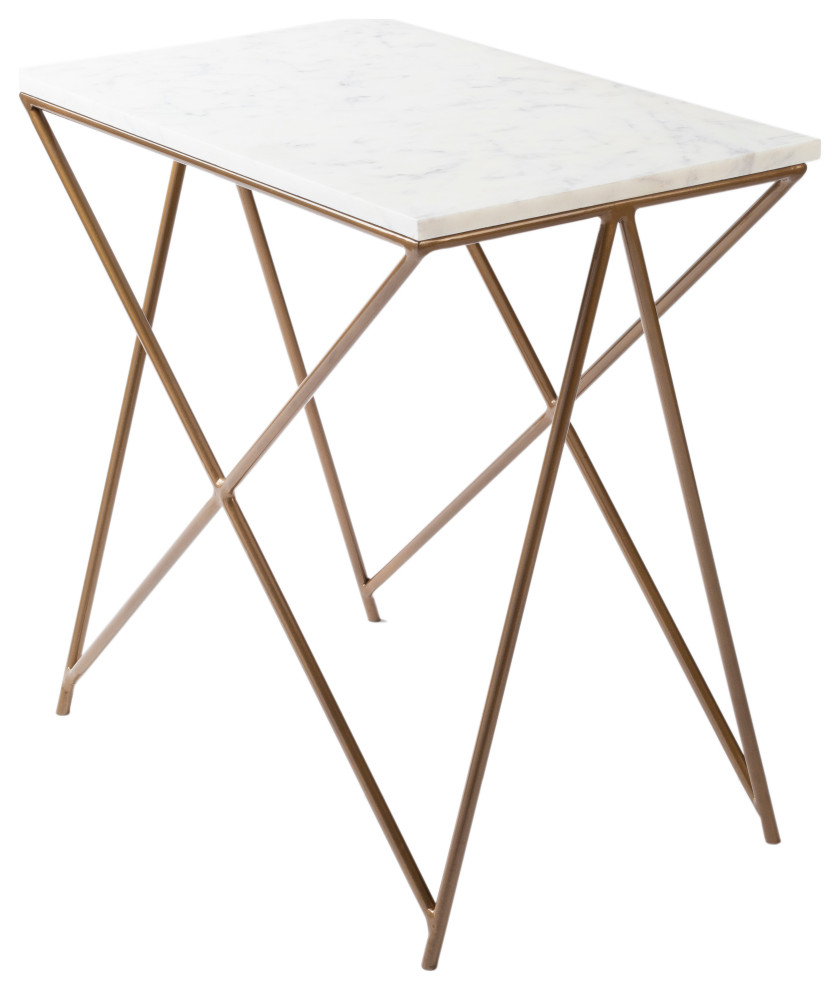 Surya Norah NRH 001 End Table  White/Gold   Midcentury   Side Tables And End Tables   by Super Area Rugs  Houzz