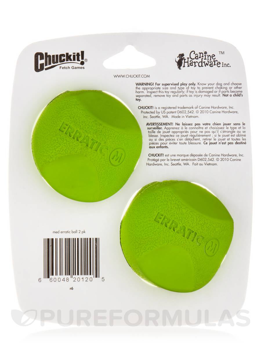 Chuckit! Erratic Rubber Dog Toy Ball， Medium， 2 Count