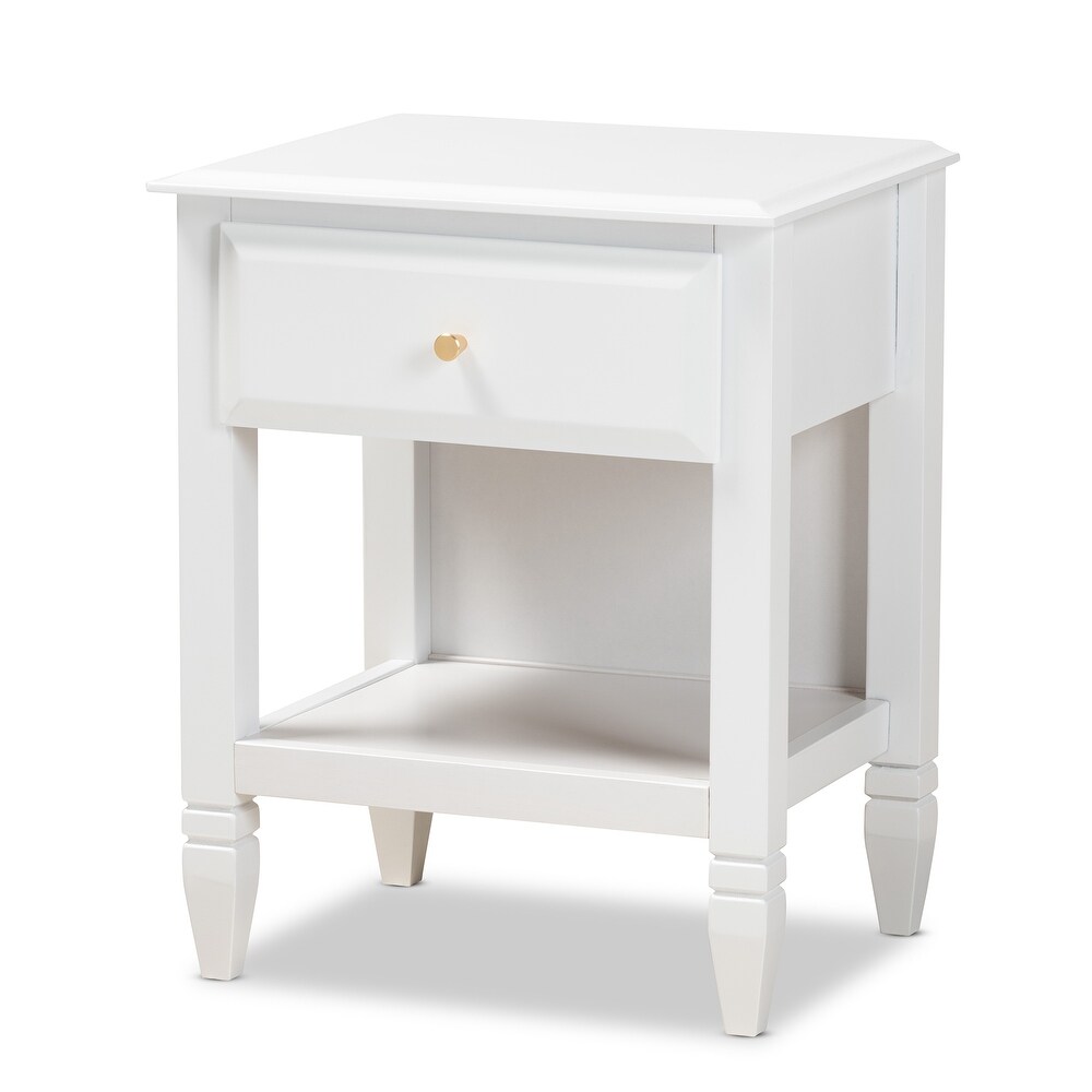 Naomi Classic and Transitional 1 Drawer Bedroom Nightstand