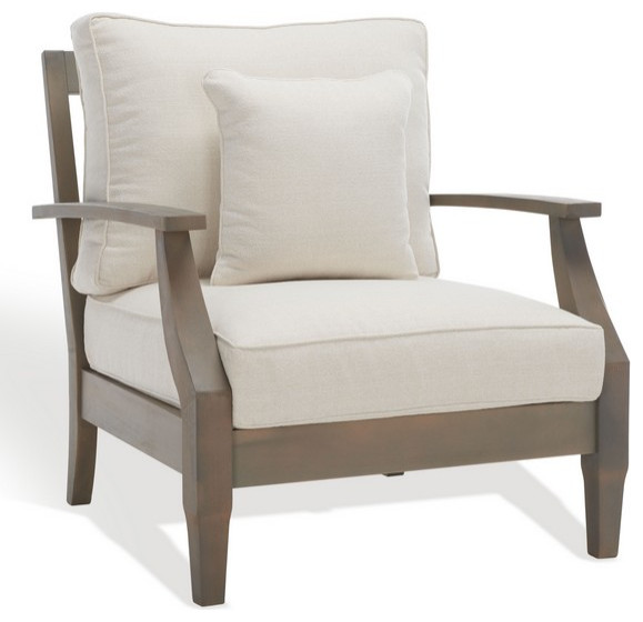 Safavieh Martinique Wood Patio Armchair   Outdoor Lounge Chairs   by Safavieh  Houzz