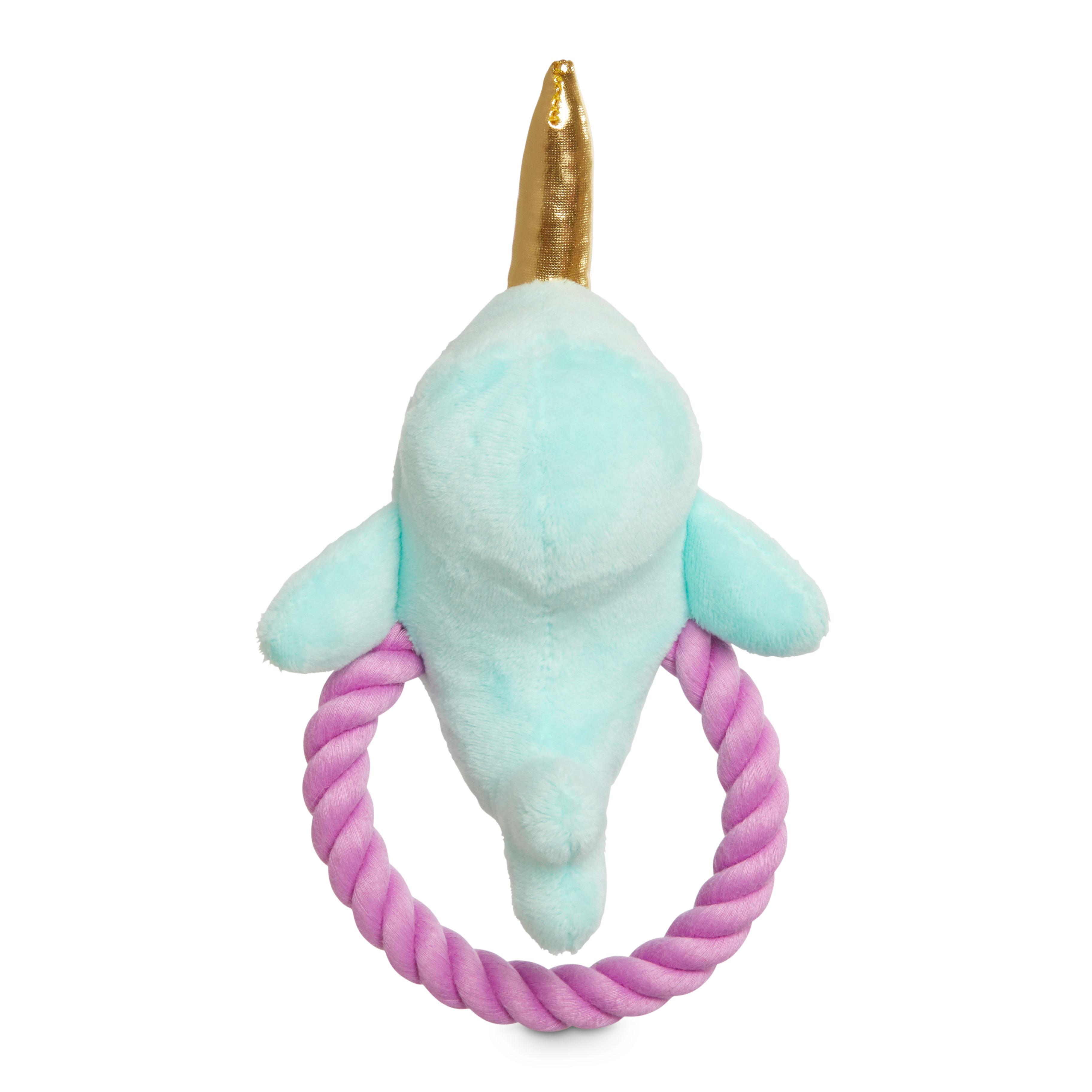 Leaps  Bounds Narwhal Finger Puppet Plush  Rope Dog Toy in Various Styles， Small