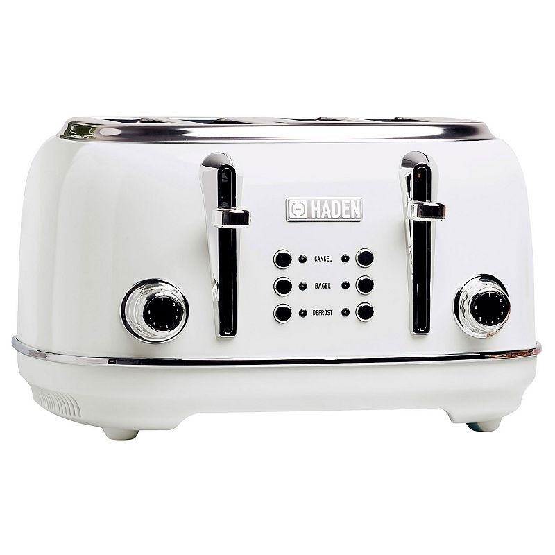 Haden 75013 Heritage 4 Slice Wide Slot Stainless Steel Body Retro Toaster， White