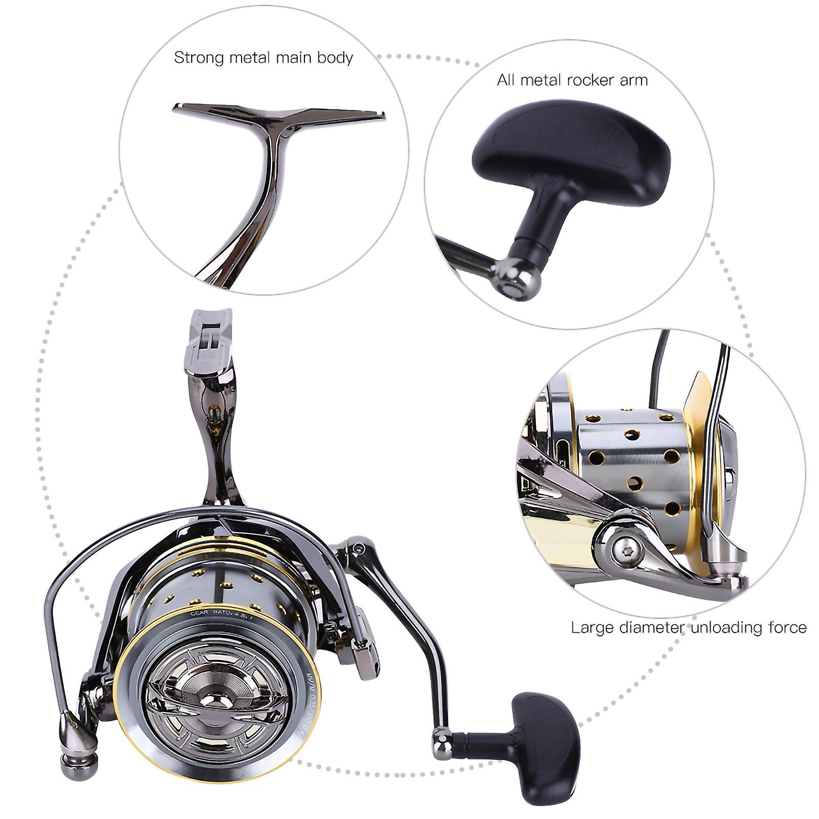 Spinning Fishing Reel  All Metal High Strength Guide Rod Structure Anti-seawater  For Reservoir， Pond， Rivers， Lakes， And Sea Fishing Places[gx8000]