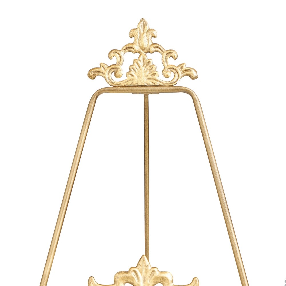 Gold Metal Ornate Arabesque Tabletop Scroll Easel (Set of 2)