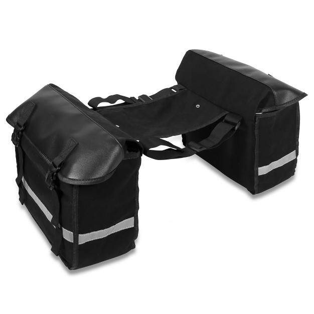 Unique Bargains Waterproof Nylon Cycling Luggage Motorcycle Saddlebag Side Tool Bags Black 1pair