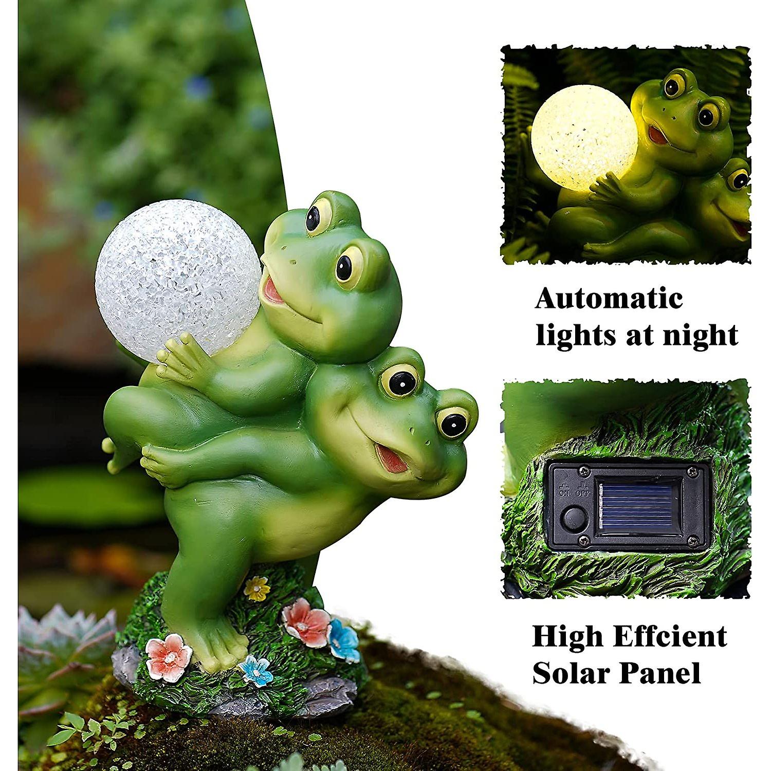 Frog Garden Decor Solar Frog Decorations Two Frogs With Solar Lamps Lawn Ornament With Solar Lights Outdoor Decor For Patio Yard Decorations