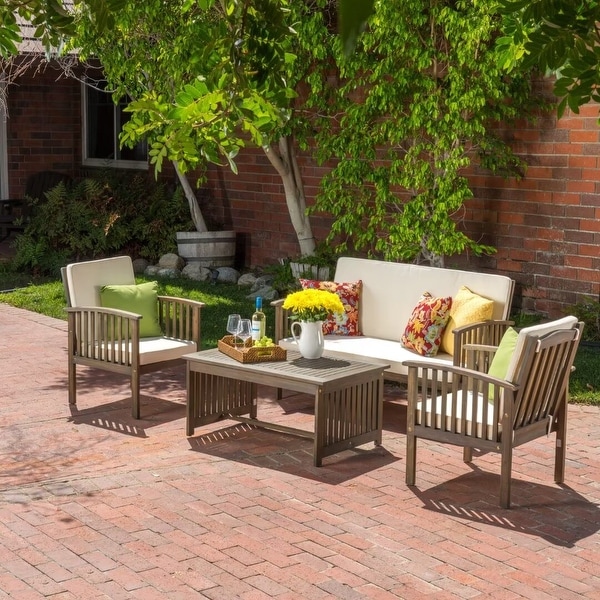 Acacia outdoor patio 4pieces chat sofa set，with coffee table