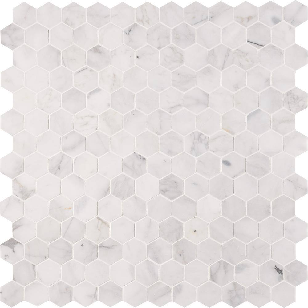 MSI Calacatta Cressa Hexagon 12.38 in. x 12.38 in. Honed Marble Look Floor and Wall Tile (9.8 sq. ft.Case) CALCRE-2HEXH