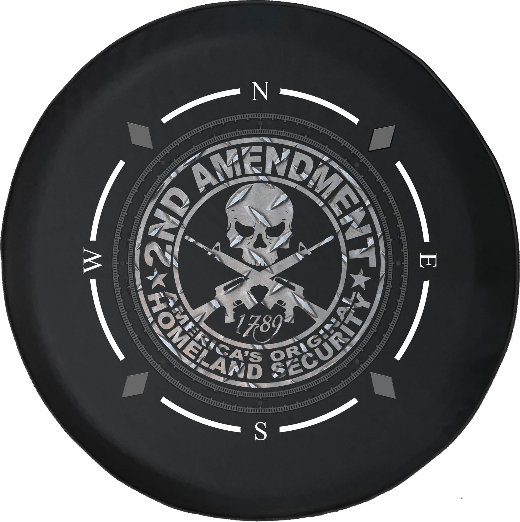 Spare Tire Cover Compass 2nd Amendment Homeland Security Skull Diamond PlateWheel Covers Fit for SUV accessories Trailer RV Accessories and Many Vehicles