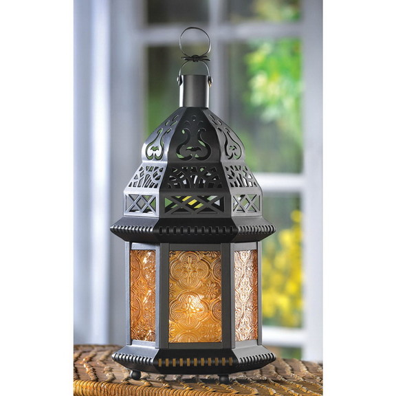 Gallery of Light 37437 Large Yellow Glass Moroccan...