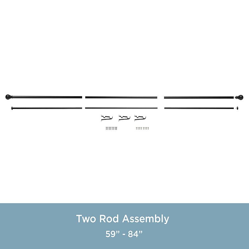 Kenney 1” Diameter Layla Value Decorative Adjustable Double Curtain Rod Set