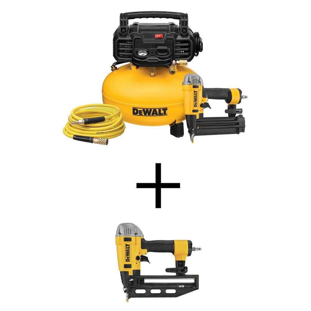 DW 6 Gal. 165 PSI Heavy-Duty Electric Pancake Air Compressor 18-Gauge Brad Nailer and 16-Gauge 2-12 in. Nailer DWFP1KITW917