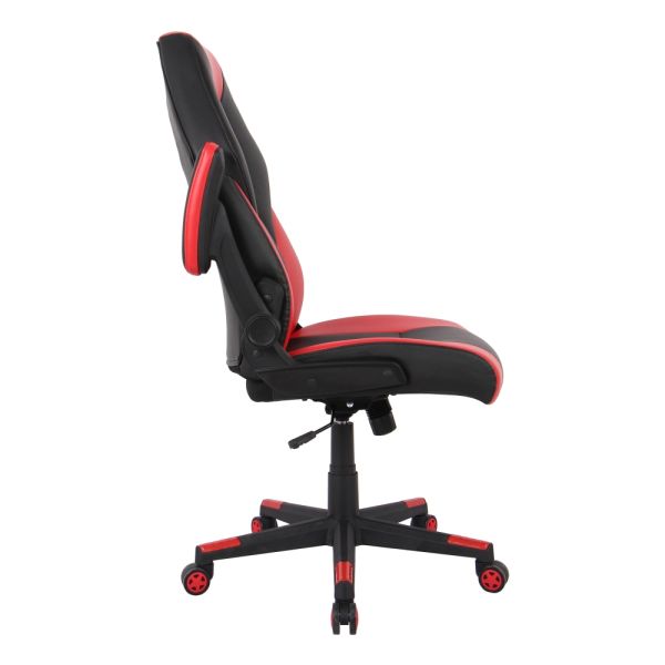 RS Gaming RGX Faux Leather High-Back Gaming Chair， Black/Red， BIFMA Certified