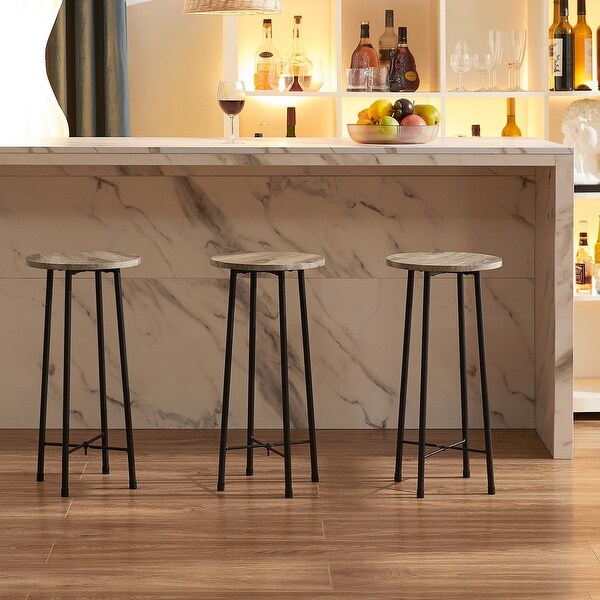 Taomika， Modern Bar Stools， Round Bar Chairs-Set of 2