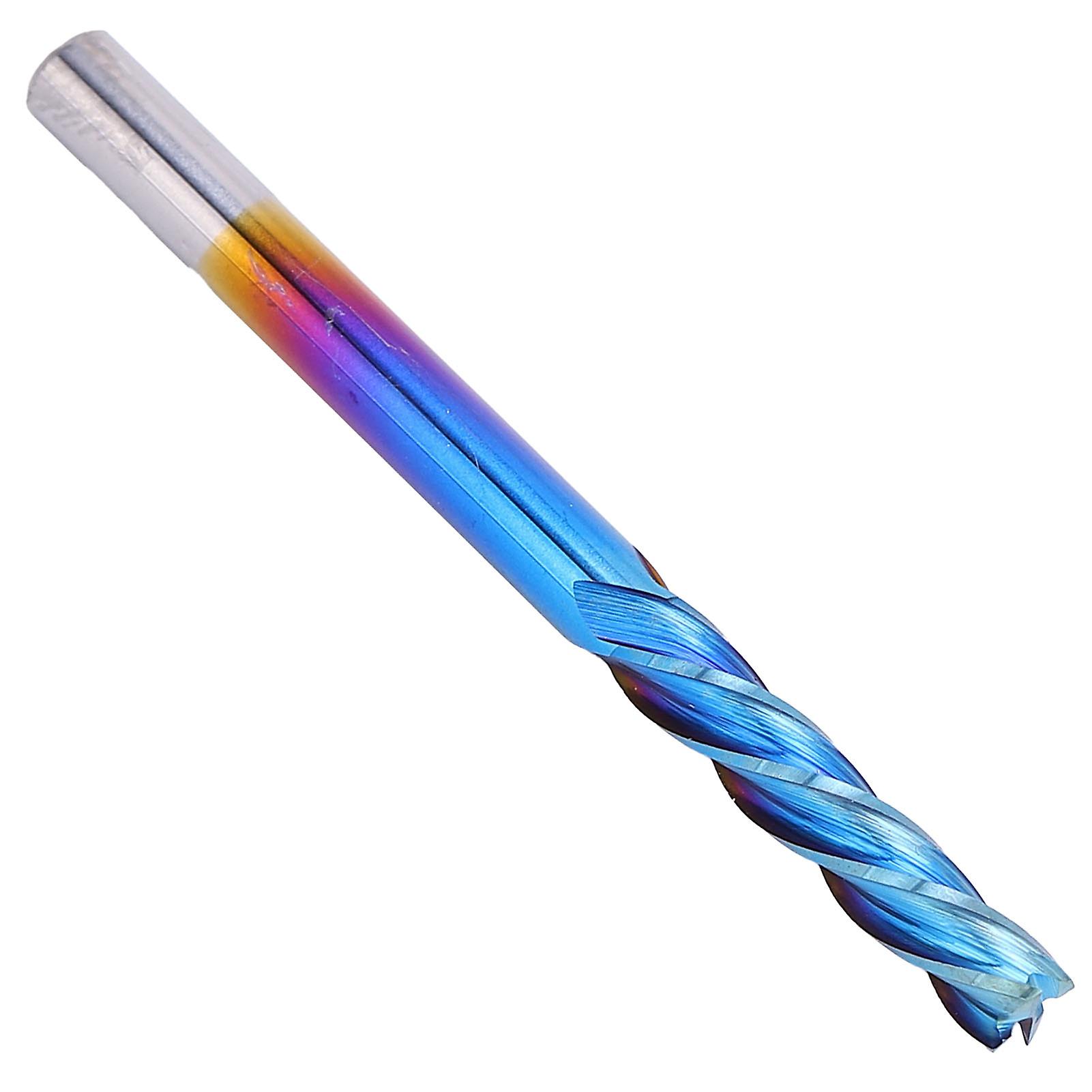 4flute End Mill Tungsten Steel Nanoblue Coating Cnc Straight Handle Milling Cutter3.175 X 3.175 X 15