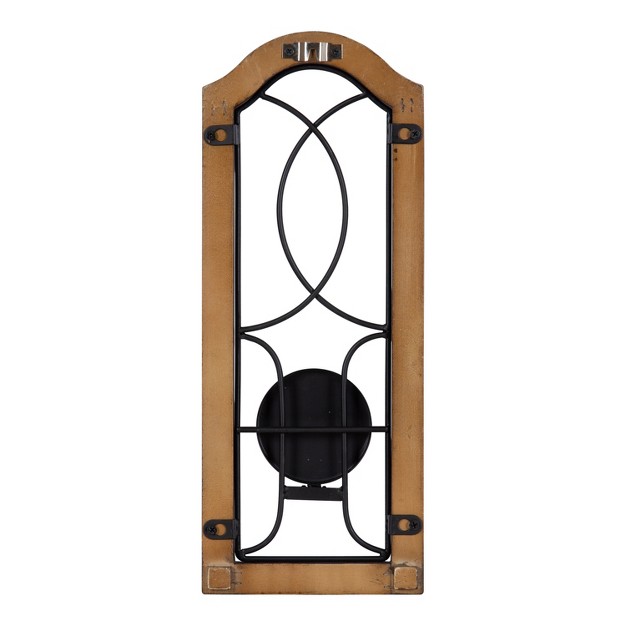 Kate And Laurel Rakefield Rectangle Metal Wall Sconce 7x5x18 Rustic Brown And Black