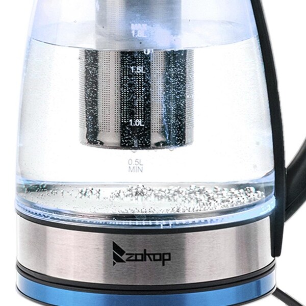 1500W 1.8L Electric Kettle Water Heater， Glass Tea， Coffee Pot， Auto Shut-Off