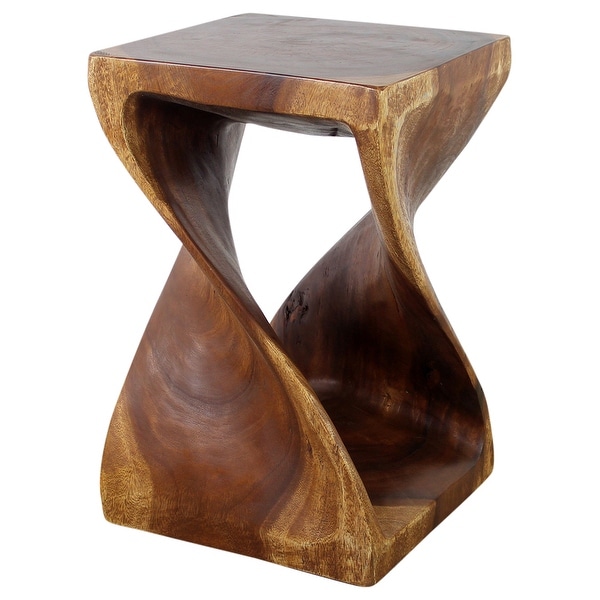 Haussmann? Wood Twist End Table 15 x 15 x 23 inch High Walnut Oil - 15 x 15 x 23