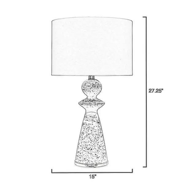 27 Inch Table Lamp， Terrazzo Turned Pedestal Base， Linen Shade， 150W， White