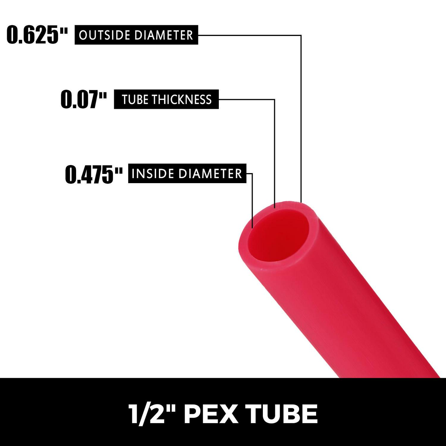 VEVOR Oxygen Barrier PEX Tubing  1/2 Inch X 500 Feet Tube Coil  EVOH PEX-B Pipe for Residential Commercial Radiant Floor Heating Pex Pipe (1/2 O2-Barrier， 500Ft/Red)