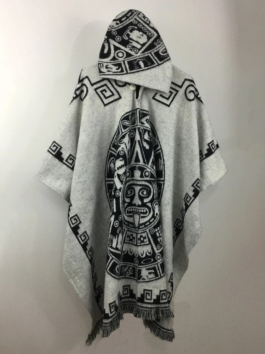 Men's Ethnic Geometric Printed Hooded Cloak