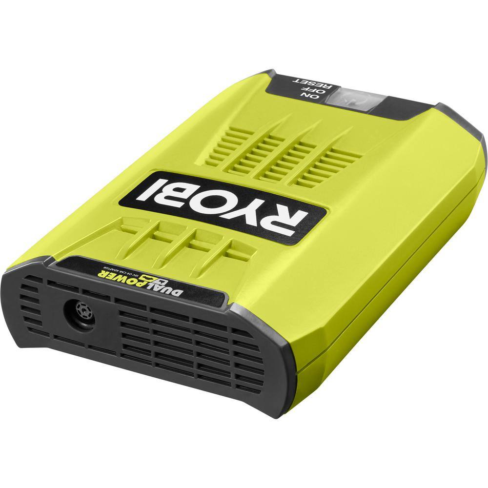 RYOBI ONE Plus 18-Volt 120-Watt 12-Volt Automotive Power Inverter with Dual USB Ports - 4.0 Ah Battery and Charger RYi120A-BK