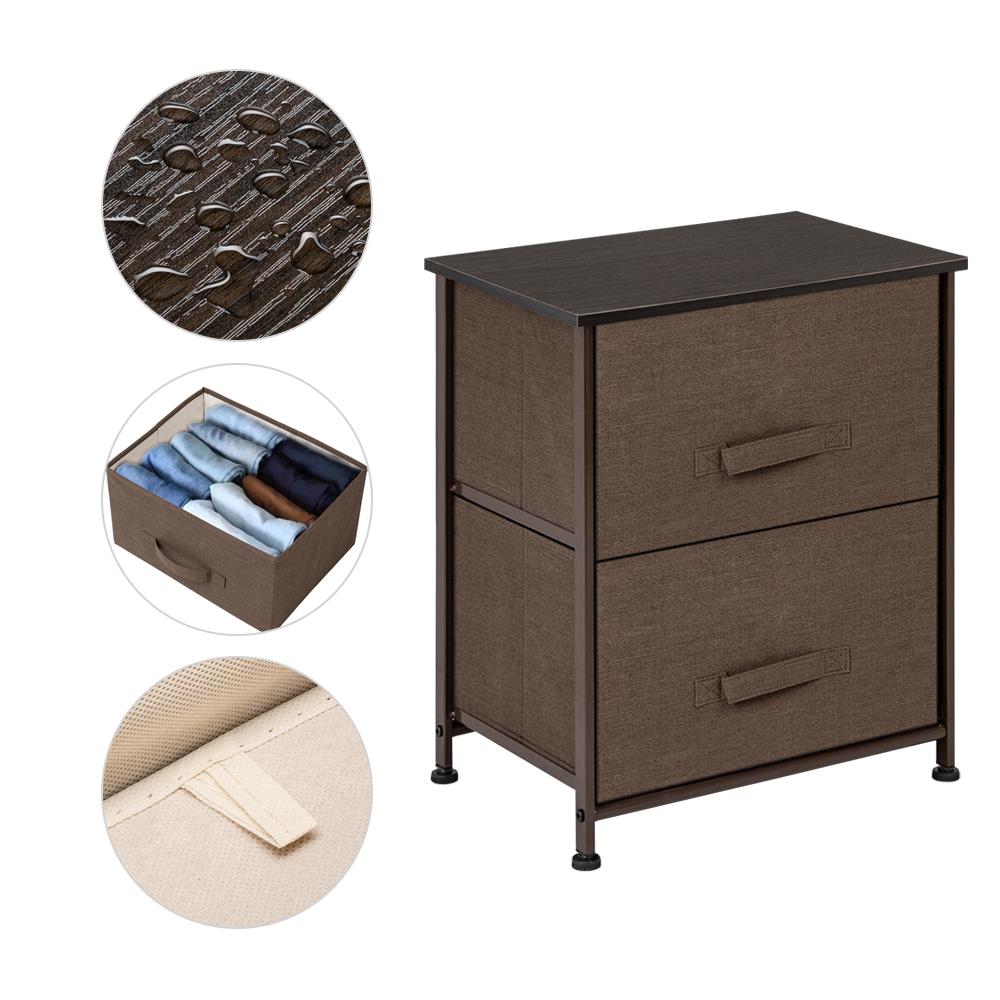 Zimtown Nightstand with 2 Drawers - Bedside Furniture and Accent End Table Chest Brown