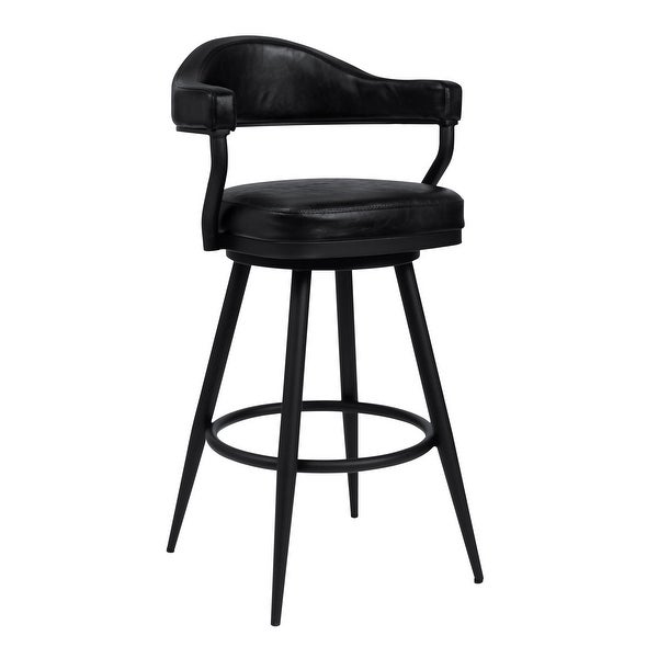 Justin Swivel Counter or Bar Stool in Faux Leather and Metal