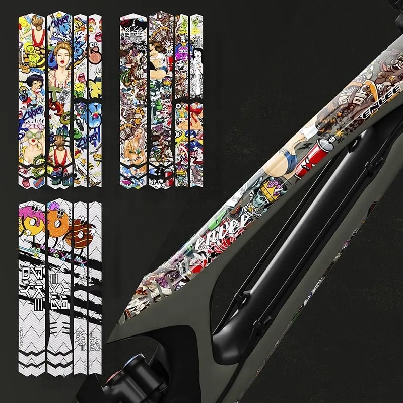 Colorful Patterns TPU Scratch Resistant Bicycle Sticker Frame Protector Anti Skid Cycle Guard Frame Cover MTB Road Bike Sticker